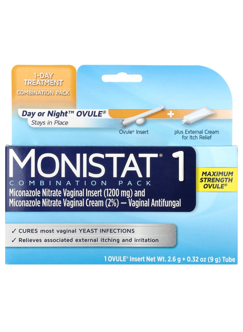 1-Day Treatment Combination Pack, Day or Night™ Ovule®, 1 Ovule® Insert, 2.6 g + 0.32 oz (9 g) Tube